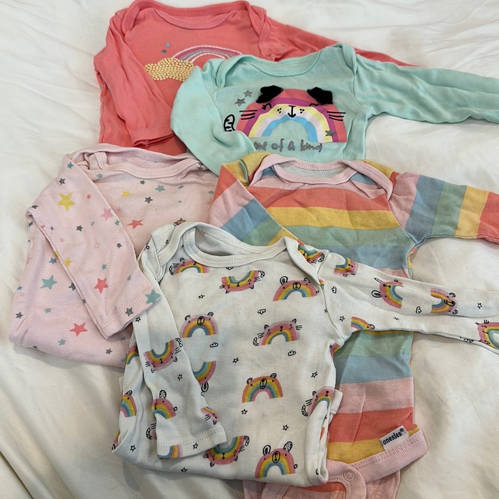 5 long sleeve onsies bundle